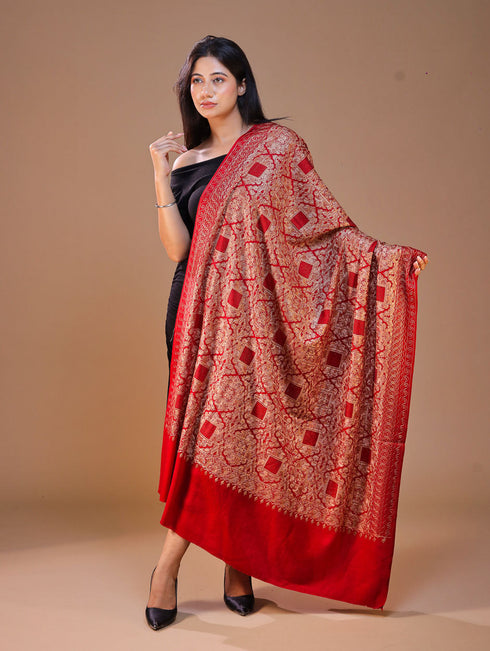 Women's Pure Wool Faux Pashmina Aari Embroidery Shawl